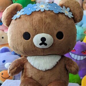 Round 1 San-X Brown Rilakkuma with Flower Headband Plushie